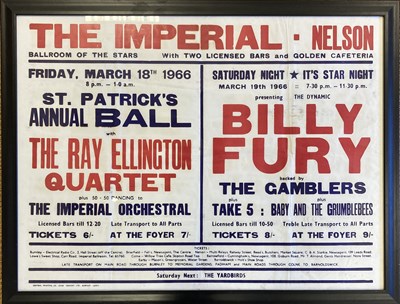 Lot 175 - BILLY FURY / THE YARDBIRDS POSTER 1966