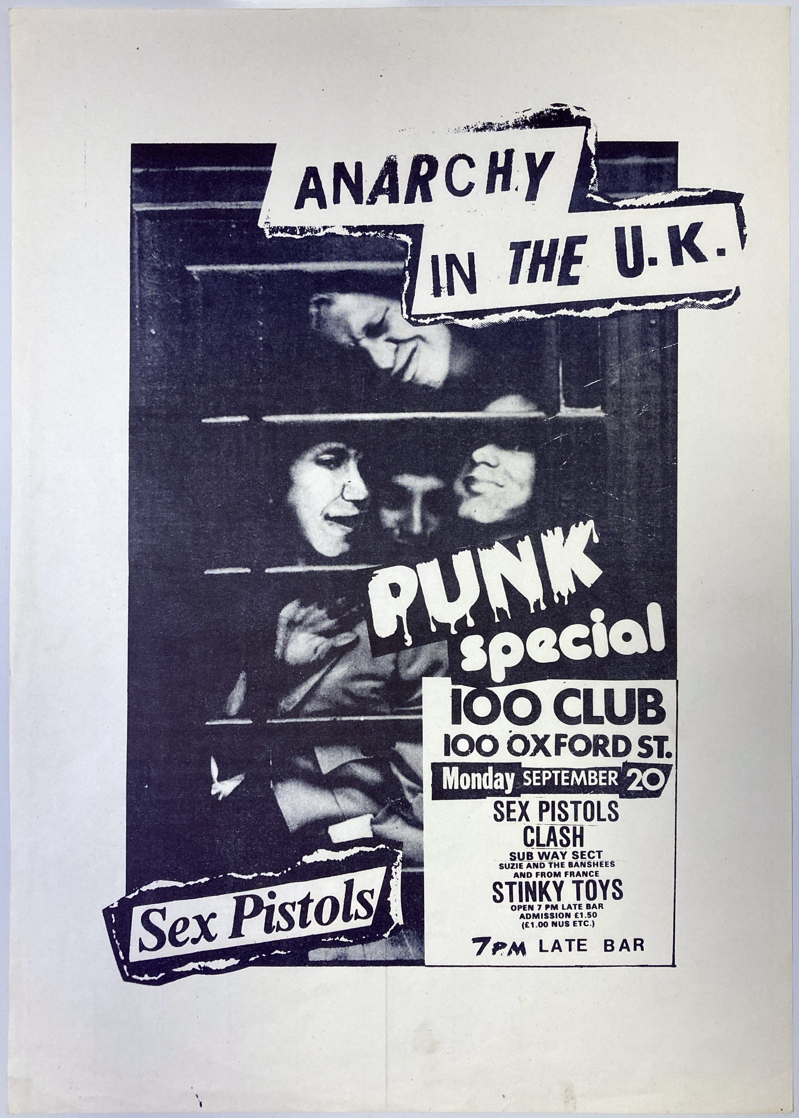Lot 338 - SEX PISTOLS / THE CLASH - ORIGINAL 100 CLUB