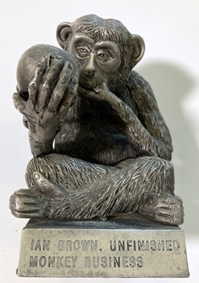 Lot 313 - IAN BROWN - UNFINISHED BUSINESS PEWTER MONKEY.