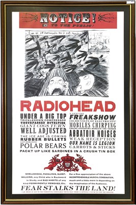 Lot 163 - JAMES, THE PRODIGY & RADIOHEAD FRAMED POSTERS.