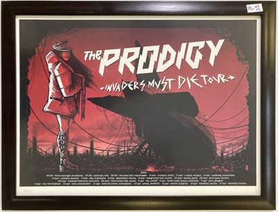 Lot 163 - JAMES, THE PRODIGY & RADIOHEAD FRAMED POSTERS.