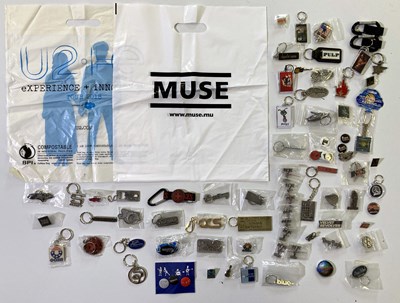 Lot 58 - ROCK/POP RELATED KEYRINGS & PIN BADGES.
