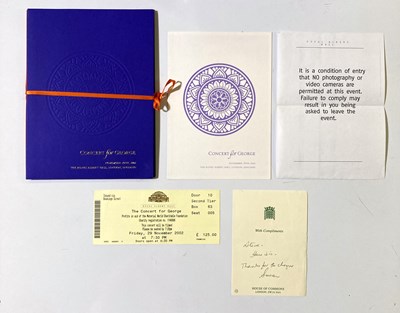 Lot 201 - CONCERT FOR GEORGE PROGRAMME & TICKET.