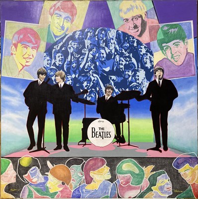 Lot 187 - THE BEATLES PAINTING BY LORRAINE HUGHES & ROBERT HIGHTON.