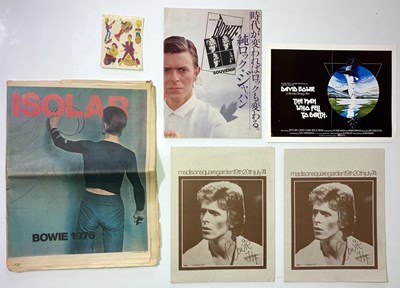 Lot 34 - DAVID BOWIE - CIRCA 1970S PROMOTIONAL ITEMS INC ISOLAR PROGRAMME / UNDERWOOD STICKERS.