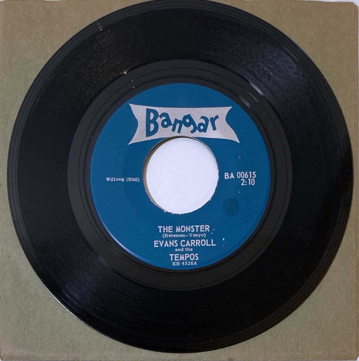 Lot 56 - EVANS CARROLL AND THE TEMPOS - THE MONSTER 7" (BANGAR RECORDS - BA 00615)