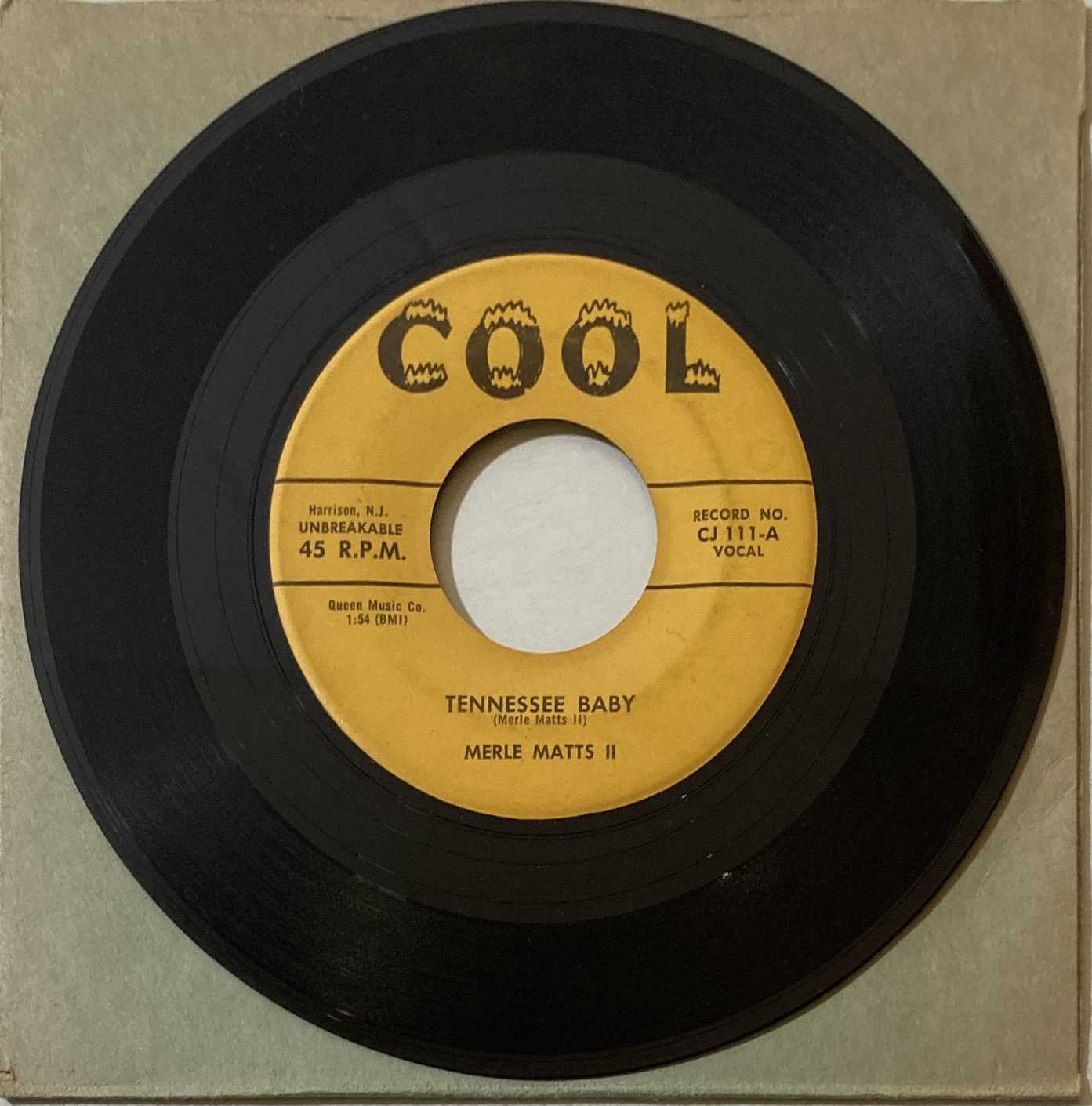 Lot 71 - MERLE MATTS II - SHAKE WITH ME BABY/TENNESSEE BABY 7" (ORIGINAL US COPY - COOL RECORDS CJ 111)