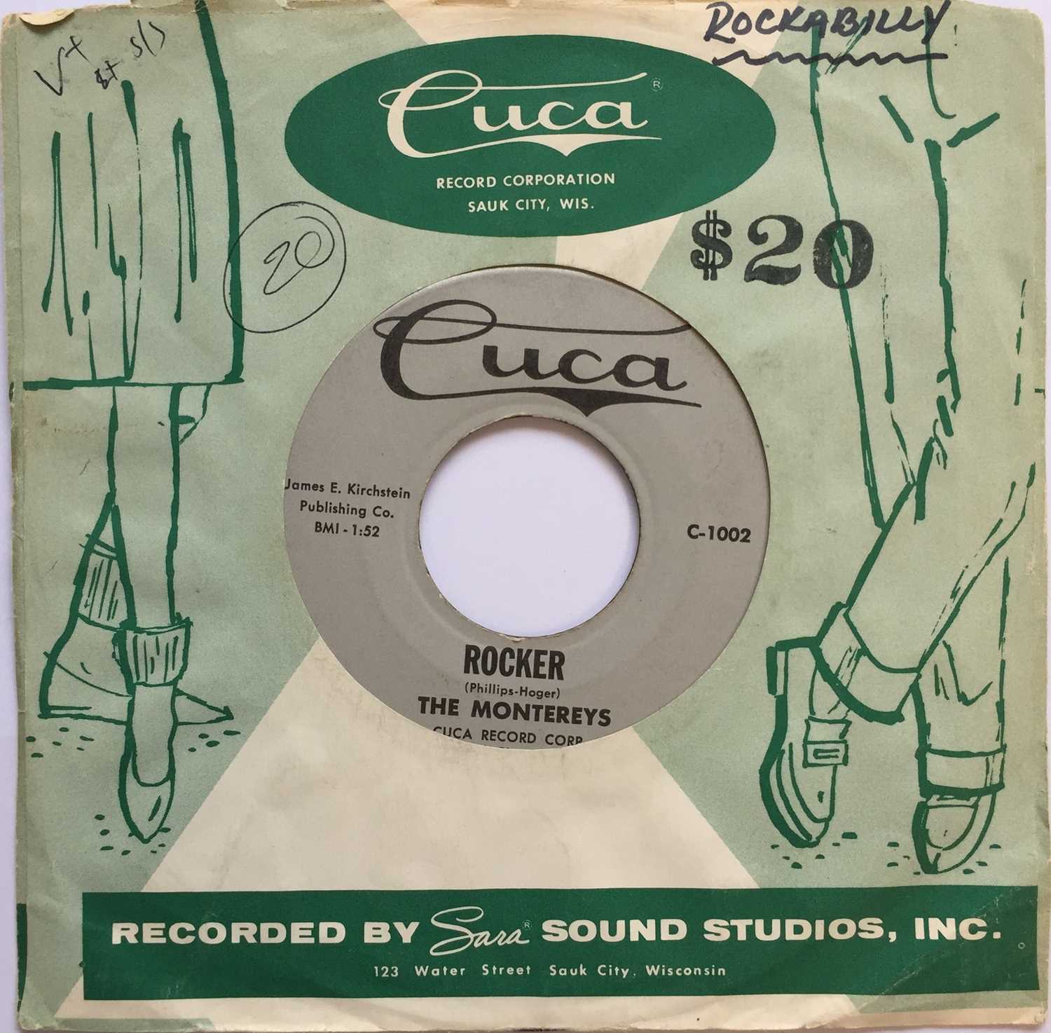 Lot 111 - THE MONTEREYS - ROCKIN' FOOL/ ROCKER 7" (ROCKABILLY - CUCA C-1002)