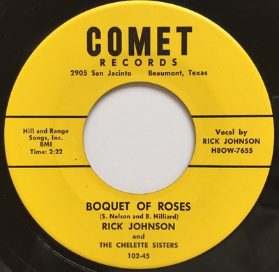 Lot 112 - RICK JOHNSON - ENI MINIE/ BOQUET OF ROSES 7" (ROCKABILLY - COMET 102-45)