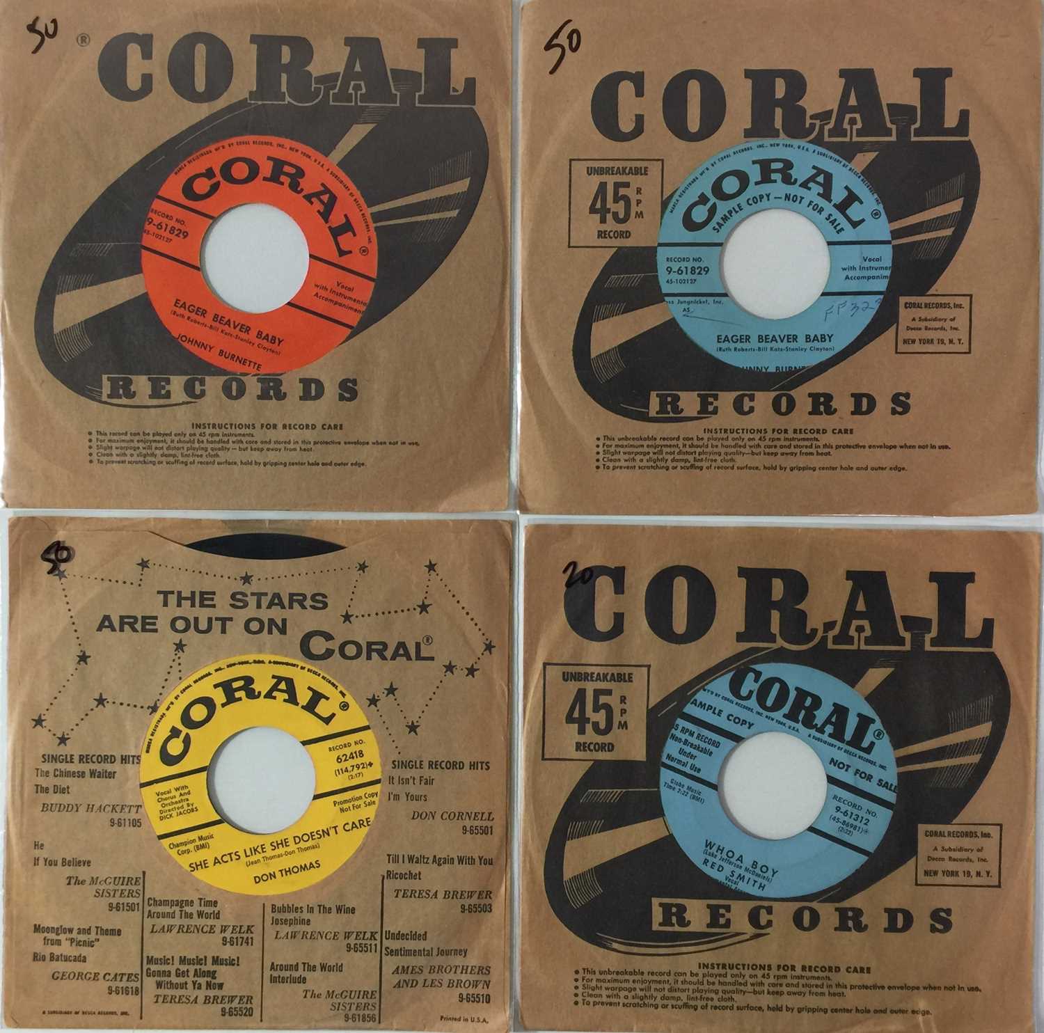 Lot 147 - CORAL - ROCK N ROLL/ ROCKABILLY 7" RARITIES