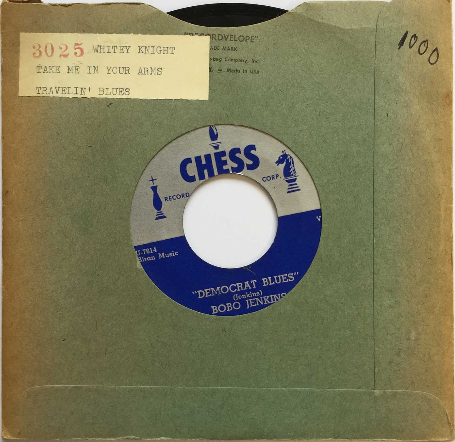 Lot 156 - BOBO JENKINS - DEMOCRAT BLUES/ BAD LUCK & TROUBLE 7" (CHESS 1565)