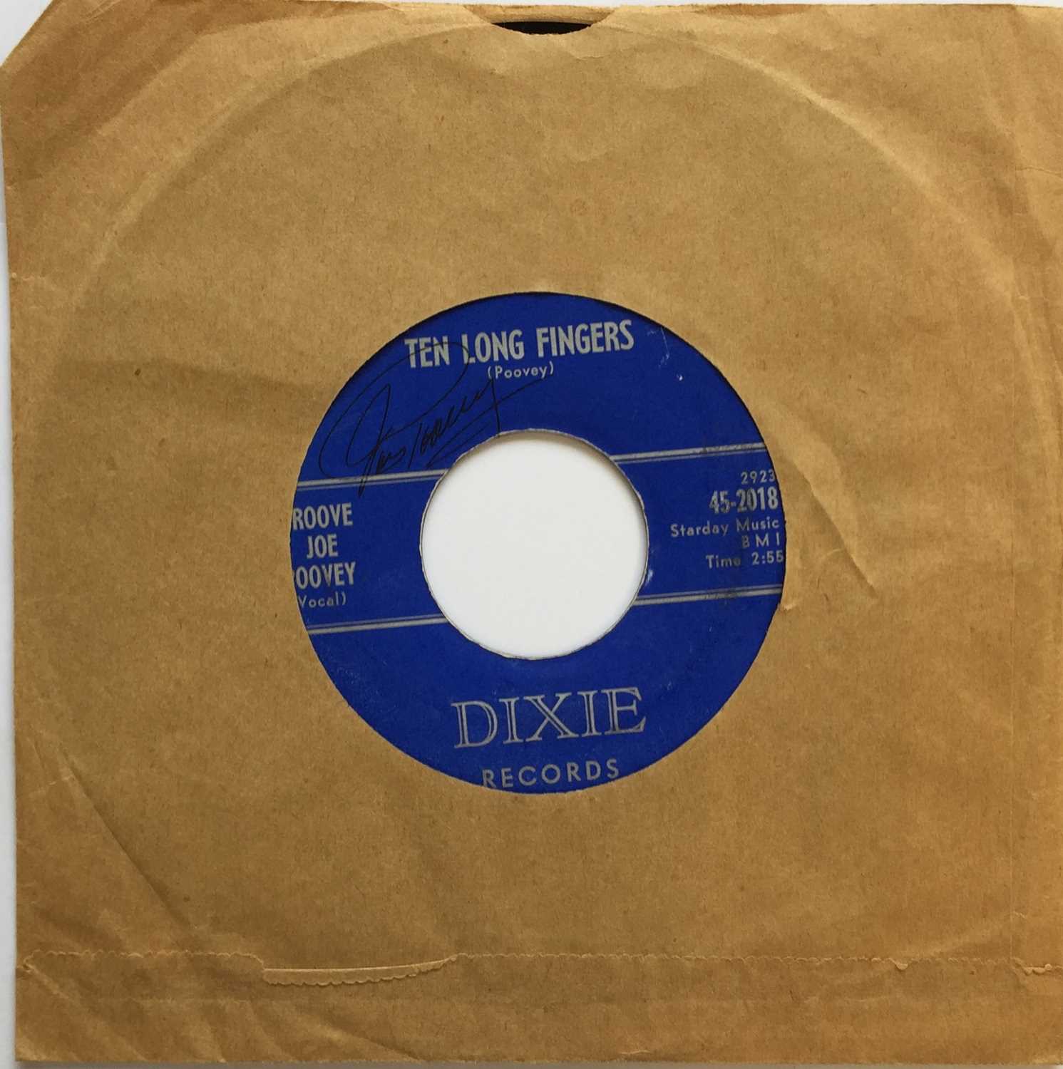Lot 191 - GROOVE JOE POOVEY SIGNED COPY OF TEN LONG FINGERS ON DIXIE RECORDS.