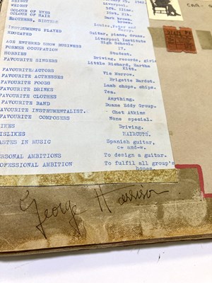 Lot 220 - BEATLES SCRAPBOOK SIGNED BY PAUL, RINGO (TWICE) AND GEORGE.