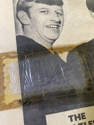 Lot 220 - BEATLES SCRAPBOOK SIGNED BY PAUL, RINGO (TWICE) AND GEORGE.