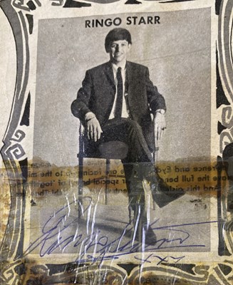 Lot 220 - BEATLES SCRAPBOOK SIGNED BY PAUL, RINGO (TWICE) AND GEORGE.