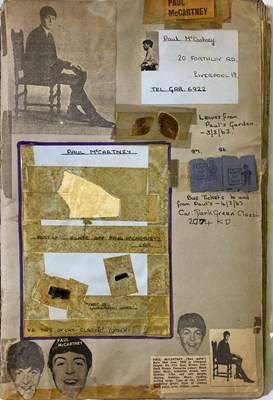 Lot 220 - BEATLES SCRAPBOOK SIGNED BY PAUL, RINGO (TWICE) AND GEORGE.