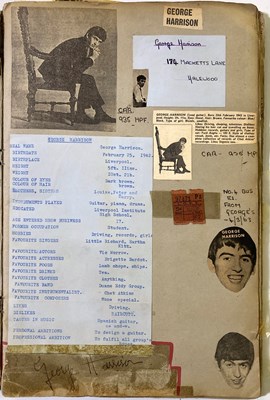 Lot 220 - BEATLES SCRAPBOOK SIGNED BY PAUL, RINGO (TWICE) AND GEORGE.