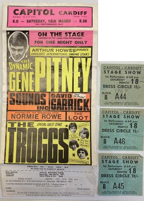 Lot 72 - GENE PITNEY / TROGGS 1967 CAPITOL CARDIFF HANDBILL AND TICKET STUBS