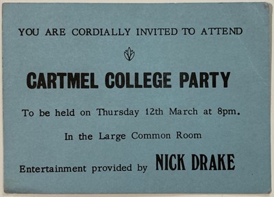Lot 170 - "NICK DRAKE - A RARE 1970 LANCASTER UNIVERSITY TICKET.