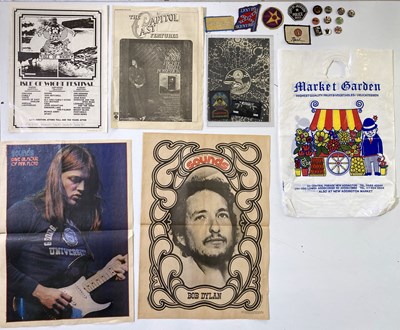 Lot 112 - CLASSIC ROCK - POSTERS / BADGES / RECORD SHOP BAGS ETC.