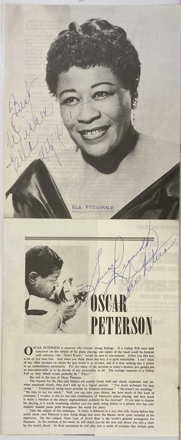 Lot 215 - ELLA FITZGERALD / OSCAR PETERSON AUTOGRAPHS.
