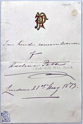 Lot 277 - ADELINA PATTI (1843-1919) AN AUTOGRAPHED PAGE