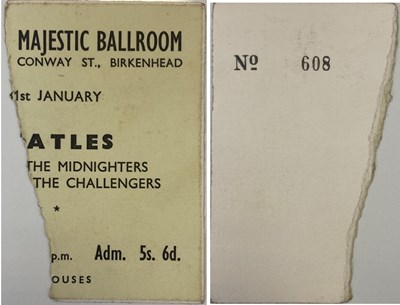 Lot 105 - THE BEATLES TICKET STUB FOR MAJESTIC BALLROOM BIRKENHEAD