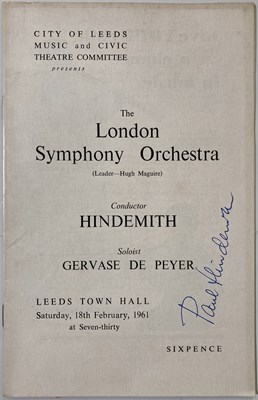 Lot 340 - PAUL HINDEMITH - AN AUTOGRAPHED CONCERT PROGRAMME.