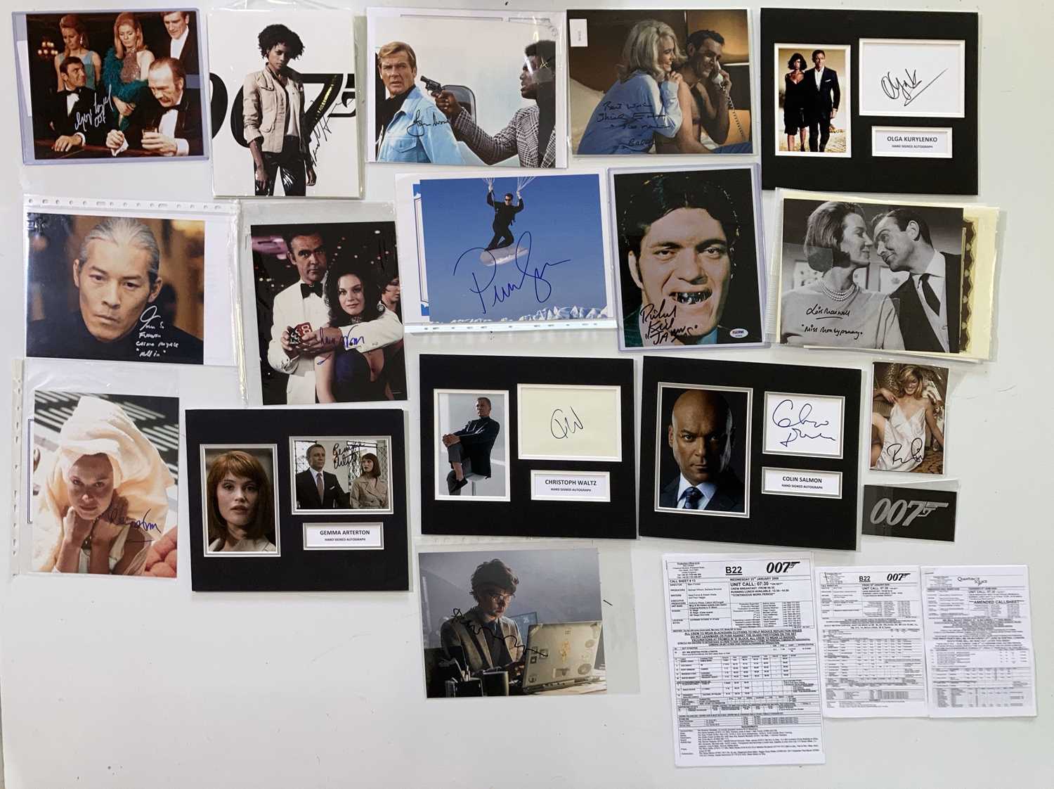 Lot 71 - JAMES BOND - AUTOGRAPH COLLECTION, A CALL SHEET AND ASSORTED MEMORABILIA.