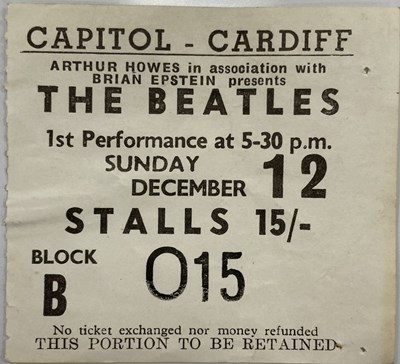 Lot 164 - THE BEATLES CAPITOL THEATRE CARDIFF 1965 TICKET STUB