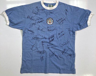 Lot 37 - MANCHESTER CITY FC - MULTI SIGNED LEGENDS SHIRT.