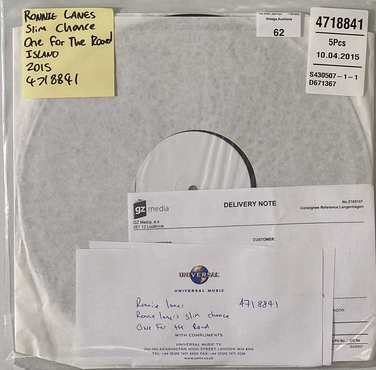 Lot 62 - RONNIE LANE'S SLIM CHANCE - ONE FOR THE ROAD LP (2015 - ISLAND 4718841)