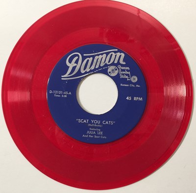 Lot 39 - JULIA LEE - SCAT YOUR CATS/ I CAN'T SEE HOW 7" (US SWING/ JUMP BLUES - RED VINYL - D-12151-45)