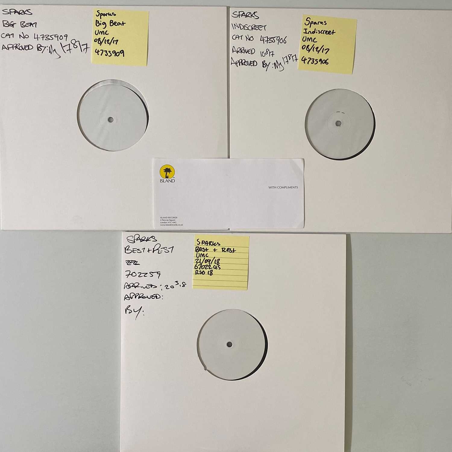Lot 110 - SPARKS - INDISCREET/BIG BEAT/BEST + REST LPs (2017 - UMC/ISLAND RELEASES)