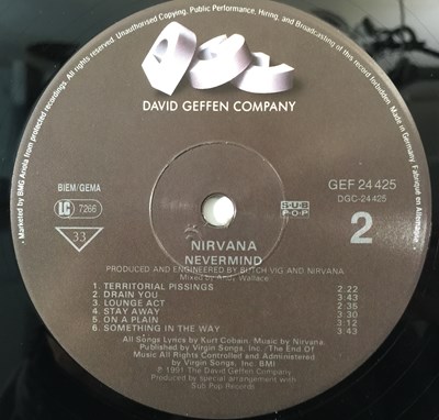 Lot 212 - NIRVANA - NEVERMIND LP (ORIGINAL 1991 EU COPY - GEF 24425)