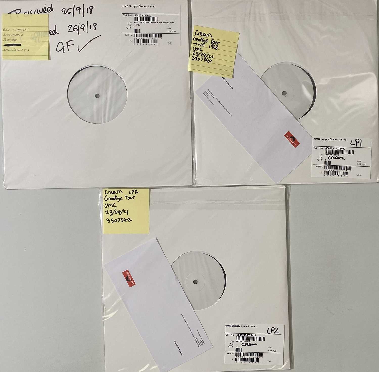 Lot 126 - CREAM/ERIC CLAPTON - GOODBYE TOUR/SLOWHAND LPs (2018/2021 - UMC/POLYDOR RELEASES)