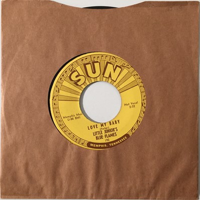 Lot 245 - LITTLE JUNOR'S BLUE FLAMES - LOVE MY BABY/ MYSTERY TRAIN 7" (BLUES - SUN 192)