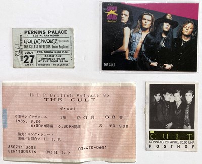 Lot 584 - BILLY DUFFY / THE CULT - EARLY TICKET STUBS INC FIRST US AND FIRST JAPANESE CONCERTS.
