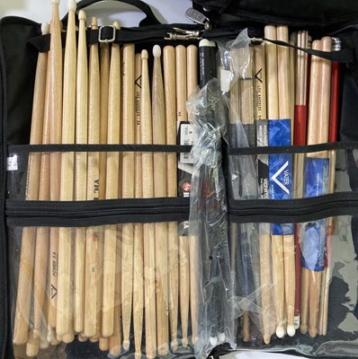 Lot 25 - DRUM EQUIPMENT (CYMBALS, STANDS, DRUMSTICKS).