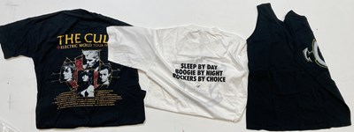 Lot 592 - BILLY DUFFY / THE CULT - OWNED AND WORN EARLY CULT T-SHIRTS.