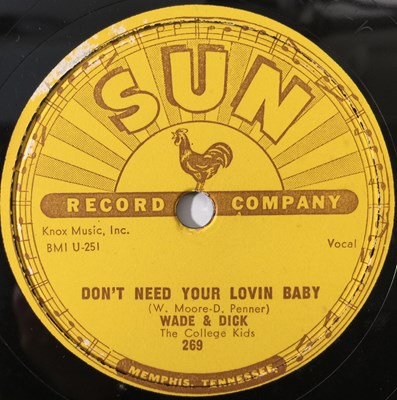 Lot 283 - WADE & DICK - BOP BOP BABY - SUN 269 - ORIGINAL US 10" 78RPM RECORDING