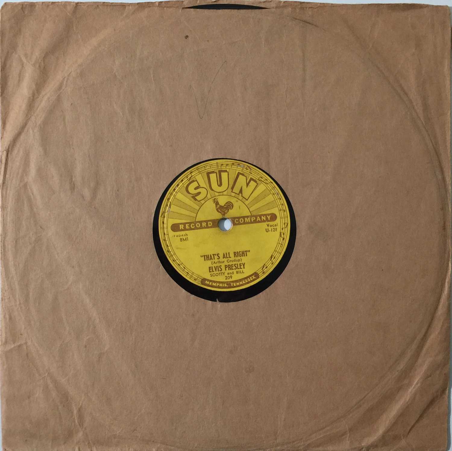 Lot 292 - ELVIS PRESLEY - SUN 209 - THAT'S ALL RIGHT/BLUE MOON OF KENTUCKY - ORIGINAL US 10" 78PM RECORDING