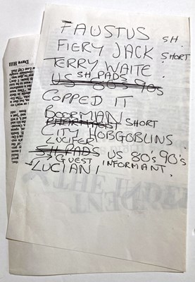 Lot 451 - THE FALL  - A HANDWRITTEN SET LIST.