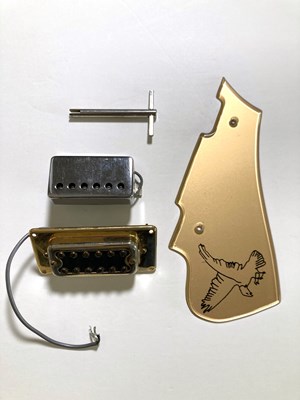 Lot 607 - THE CULT / BILLY DUFFY - GUITAR PARTS INC WHITE FALCON PICKGUARD.