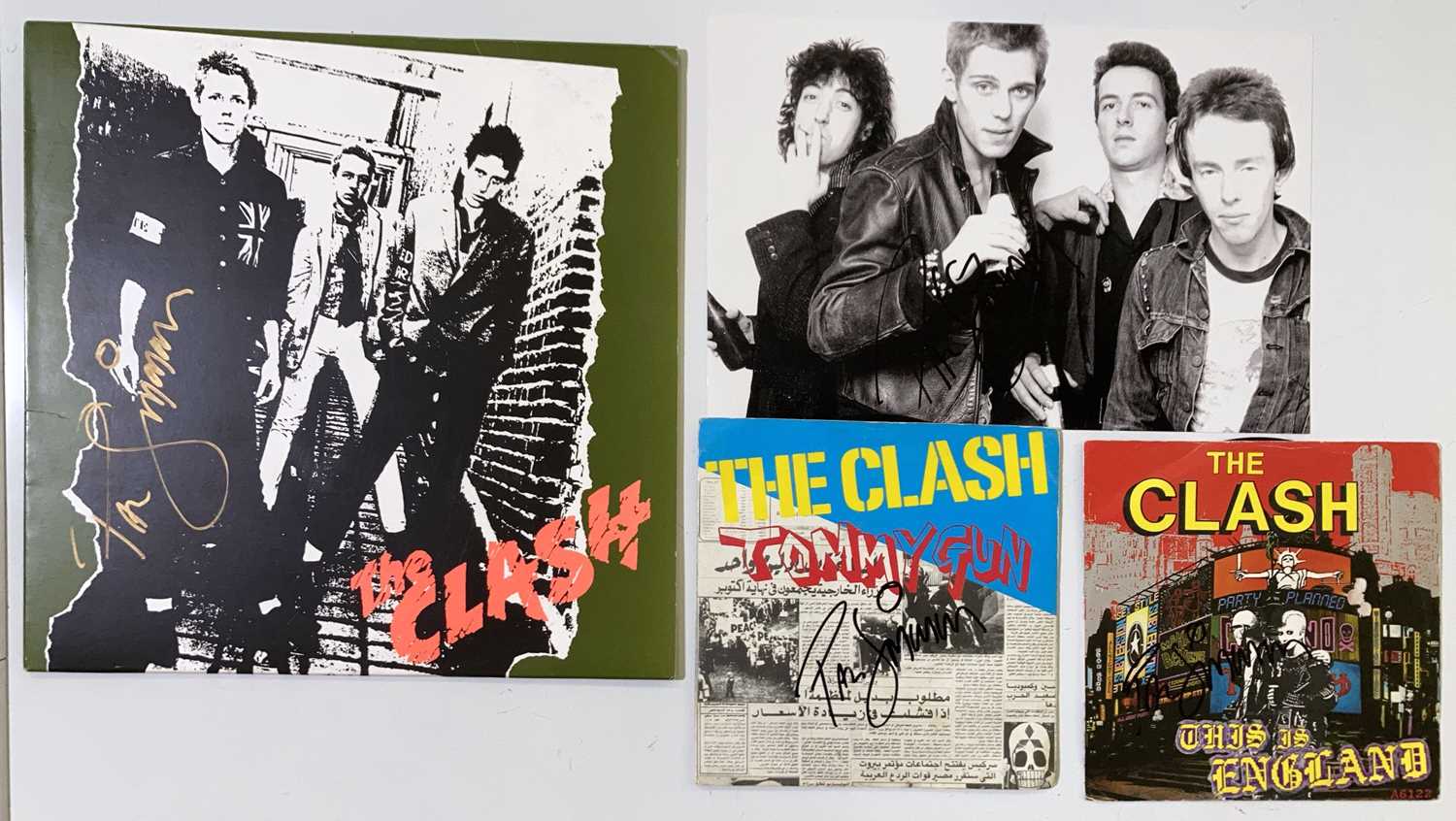 Lot 300 - THE CLASH - LPS / 7" SIGNED BY PAUL SIMONON.