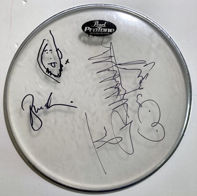 Lot 308 - THE SEX PISTOLS - A SIGNED DRUM SKIN.