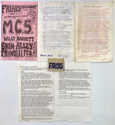 Lot 143 - FRIARS, AYLESBURY - MC5 HANDBILL AND MEMBERSHIP CARD ETC.
