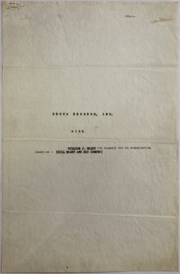 Lot 378 - BILL HALEY - AN ORIGINAL DECCA RECORDING CONTRACT, MARCH 1954.