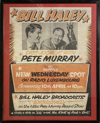 Lot 385 - BILL HALEY RADIO SHOW - ORGINAL RADIO LUXEMBOURG PROMOTIONAL POSTER.