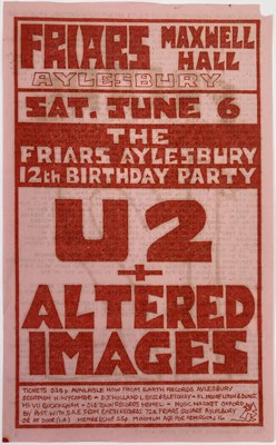 Lot 163 - FRIARS AYLEBURY HANDBILL - U2, 1981.